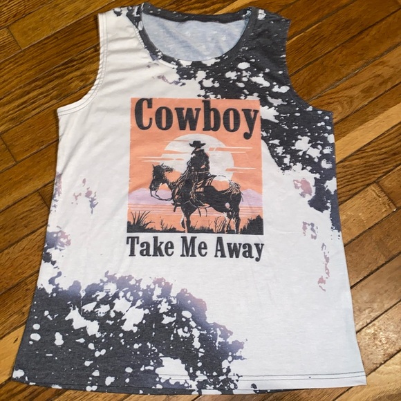 Cowboy Vibes Tops - Graphic Cowboy Stylish Sleeveless Top
